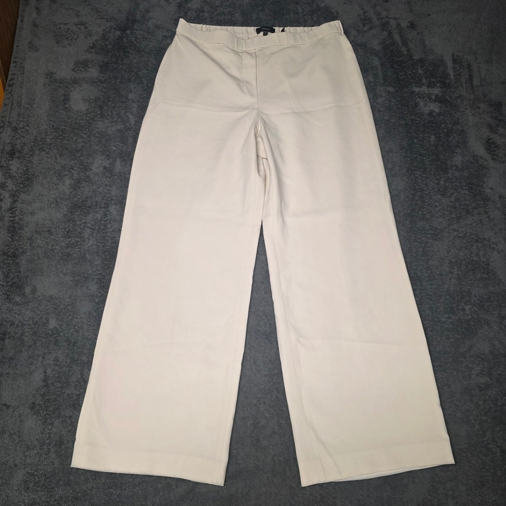 Theory Wide Leg Pants Womens 8 Pull On Cream/ Beige Mid-Rise Quiet Luxury
